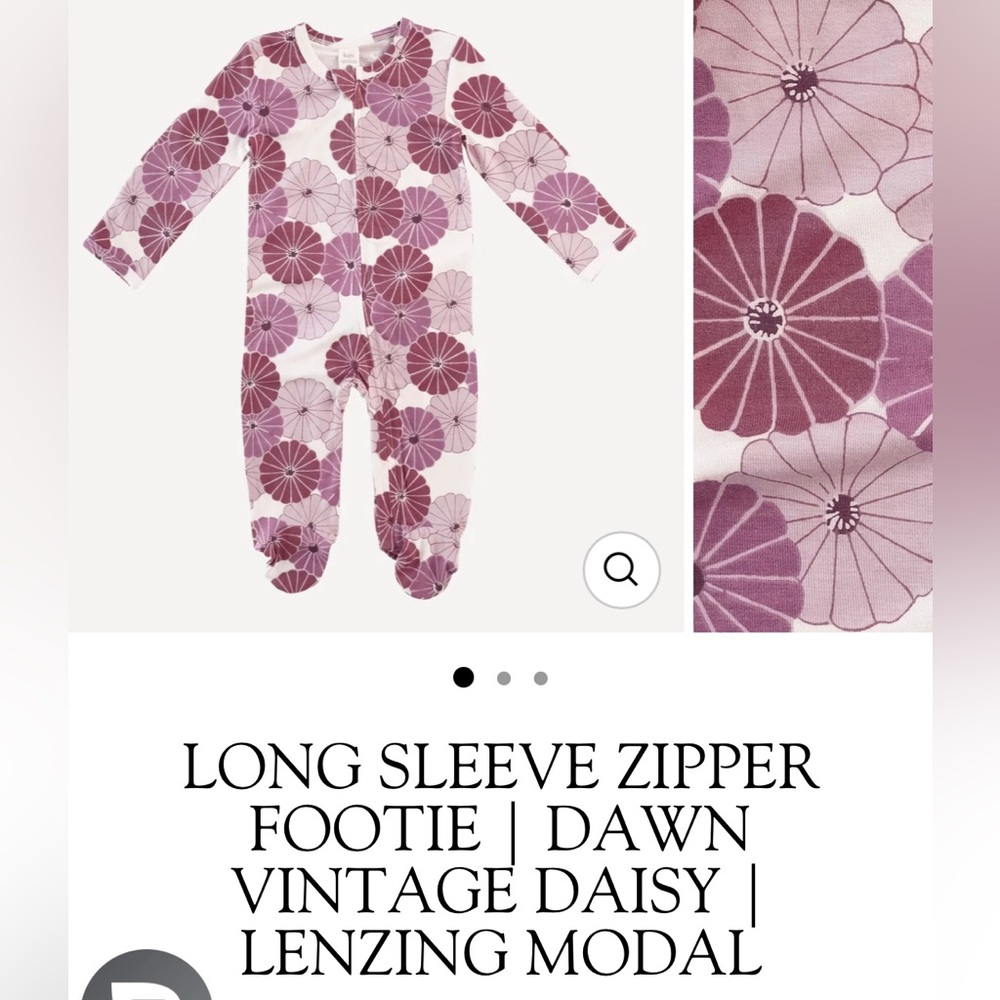 Purple Violet Dawn vintage Daisy modal retro flower power footie zippie sleeper
